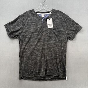 Reverse Threads Shirt Mens Henley Gray Medium Short Sleeve Pocket New